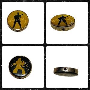 10/$25🦋 Black & Gold Elvis Presley Bracelet Charm